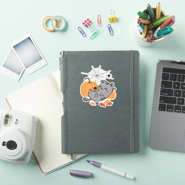 Sticker T-shirt classique Halloween Kitty et Spiders (Couverture iPad)