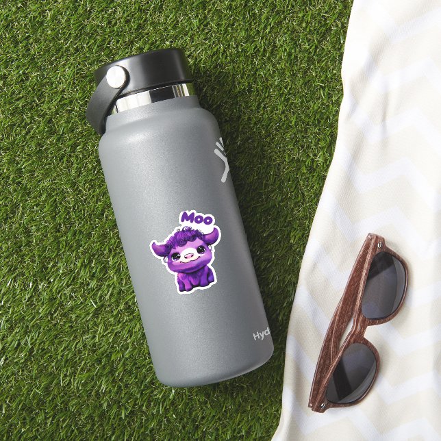 Sticker T-shirt de vache pourpre surdimensionné (HydroFlask Insitu)