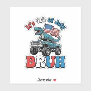 Sticker T-shirt drôle du 4 juillet Dinosaure Monster Truck