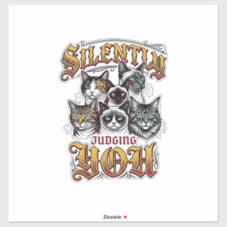 Sticker T-Shirt Graphique Chat Rétro Vous Jugant Silencieu