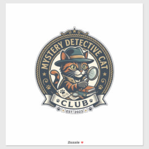 Sticker T-shirt graphique Mystère Détective Chat - Mystère