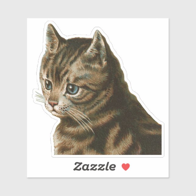 Sticker Tabby Chat vintage (Feuille)