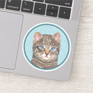 Sticker Tabby Gris Peinture Chat - Cute Original Art Chat
