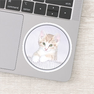 Sticker Tabby Jaune Peinture Chat - Cute Original Chat Art