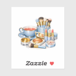 Sticker Table de toilette de maquillage bleu pastel clair