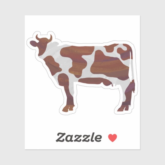 Sticker Tache brune et blanche de vache (Feuille)