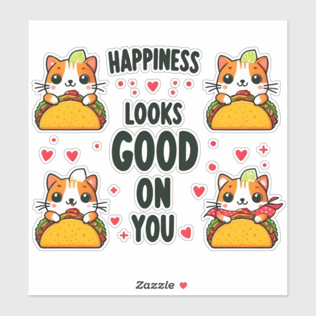 Sticker Taco Cat : Une Fusion Culinaire Féline (Feuille)