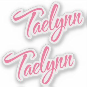 Sticker Taelynn nom rose cursive x2