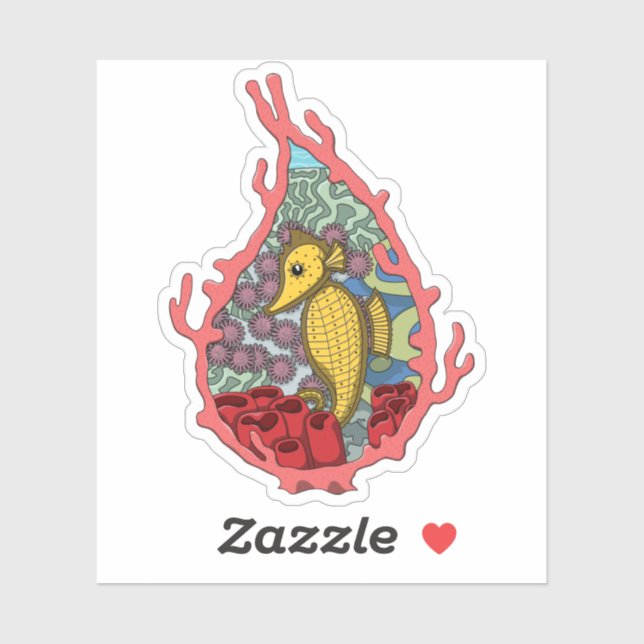 Sticker Tanga Seahorse Contour (Feuille)