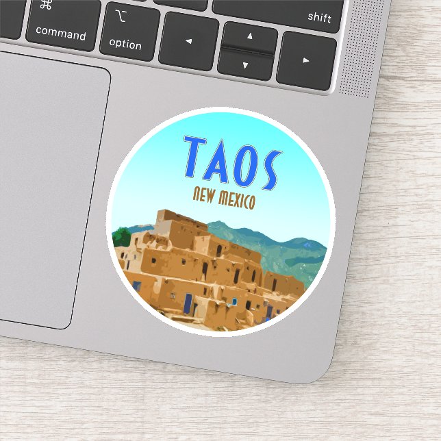 Sticker Taos Pueblos Nouveau-Mexique Vintage (Détail)
