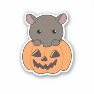 Sticker Tapir En Citrouille Cute Tapire Happy Halloween