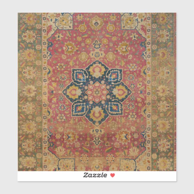 Sticker Tapis rouge or Kashan tapis Perse Asiatique (Feuille)
