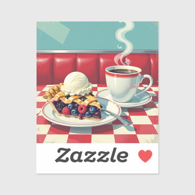 Sticker Tarte au Berry mélangé, crème glacée et café (Feuille)