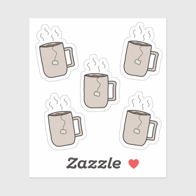 Sticker Tasses à thé - Feuille d'autocollant de papier à l (Feuille)