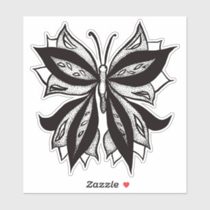 Sticker Tatouage Tribal Noir Et Blanc Papillon