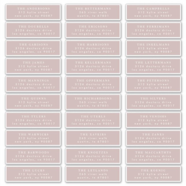 Sticker Taupe rose simple et calligraphie moderne blanche (Devant)