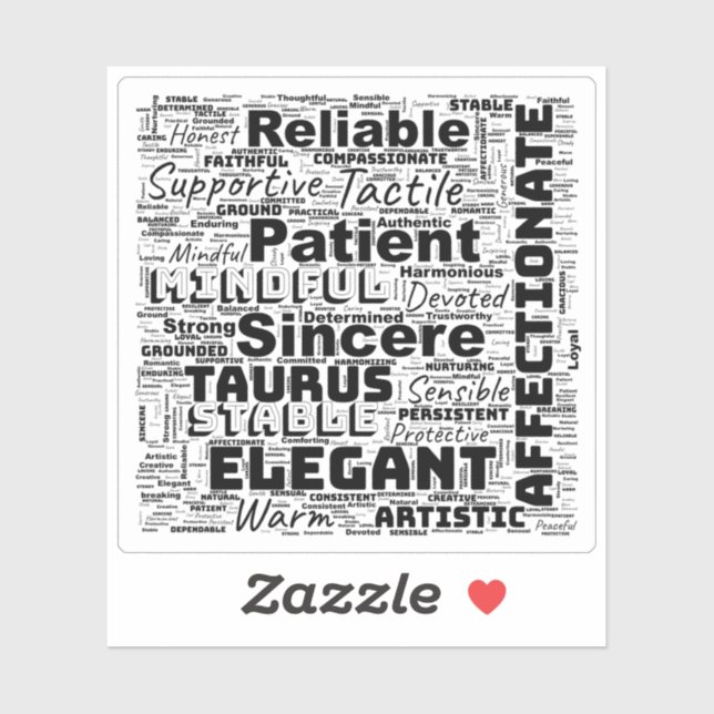 Sticker Taurus Zodiac Mot Cloud Inspiration Vinyl (Feuille)