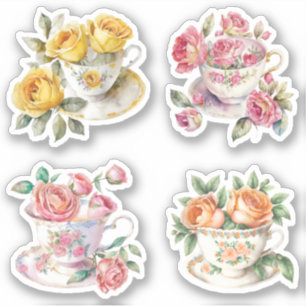 Sticker Teacups roses