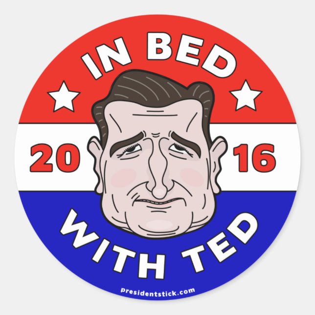 Sticker Ted Cruz, En Lit avec Ted 2016 (Devant)
