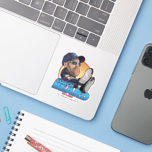 Sticker Ted Lasso | Coach Beard Bobblehead (Ordinateur portable avec iPhone)