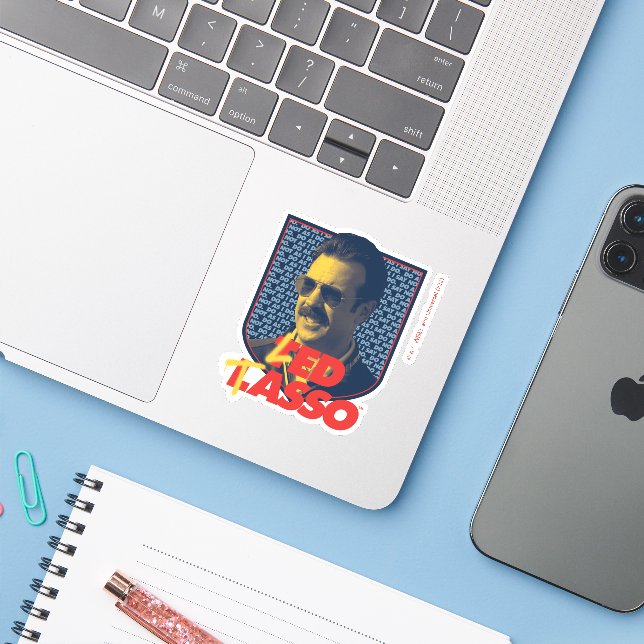 Sticker Ted Lasso | Insigne Led Tasso (Ordinateur portable avec iPhone)