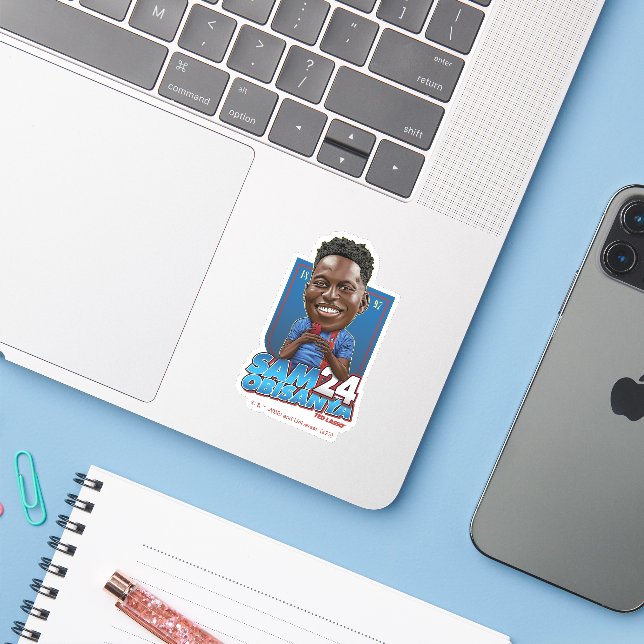 Sticker Ted Lasso | Sam Obisanya Bobblehead (Ordinateur portable avec iPhone)