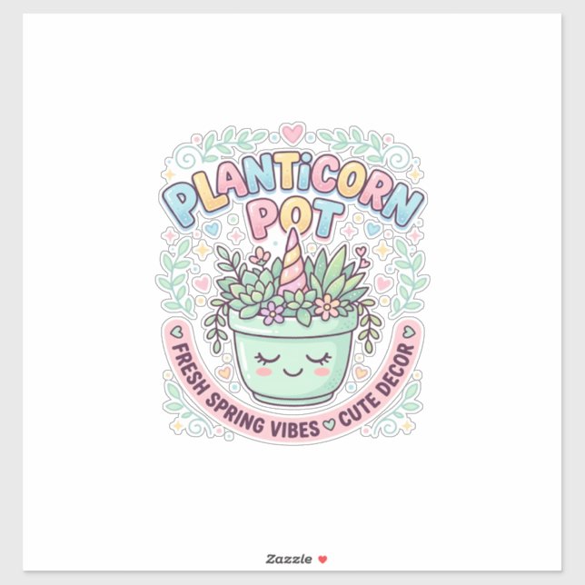 Sticker Tee-shirt graphique design graphique Pot Licorne P (Feuille)