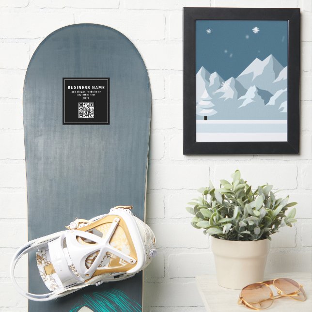 Sticker Télécharger le code QR ou le logo | Noir moderne (Snowboard)