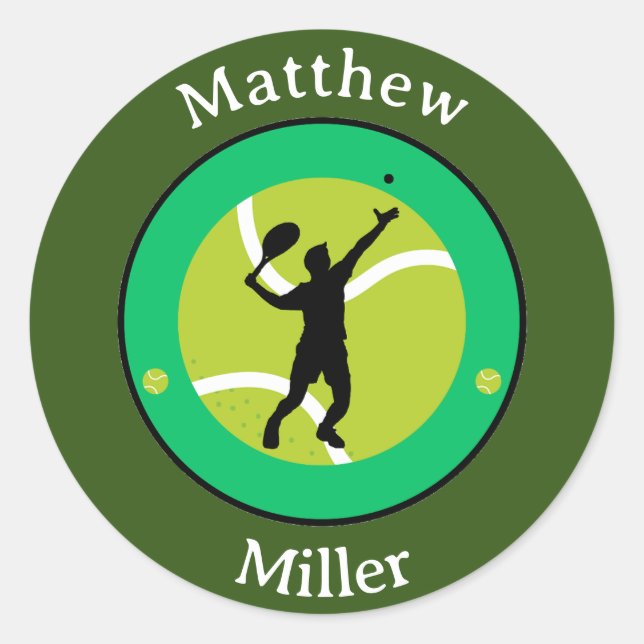 Sticker - Tennis Player - Personalized - Add Name (Front)