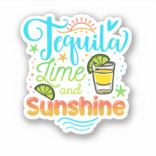 Sticker Tequila Lime Et Sunshine Funny Beach Vacat D'Été