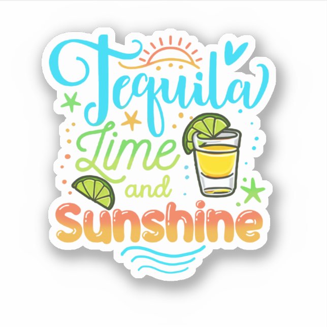 Sticker Tequila Lime Et Sunshine Funny Beach Vacat D'Été (Devant)