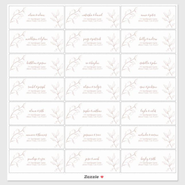 Sticker Terracotta Burnt Orange Botanique Adresse d'invité (Feuille)