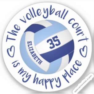 Sticker terrain de volley-ball bleu clair endroit heureux