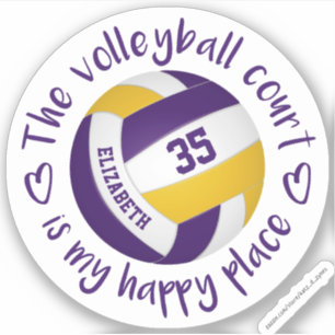 Sticker terrain de volley-ball en or violet mon endroit he