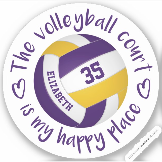 Sticker terrain de volley-ball en or violet mon endroit he (Devant)