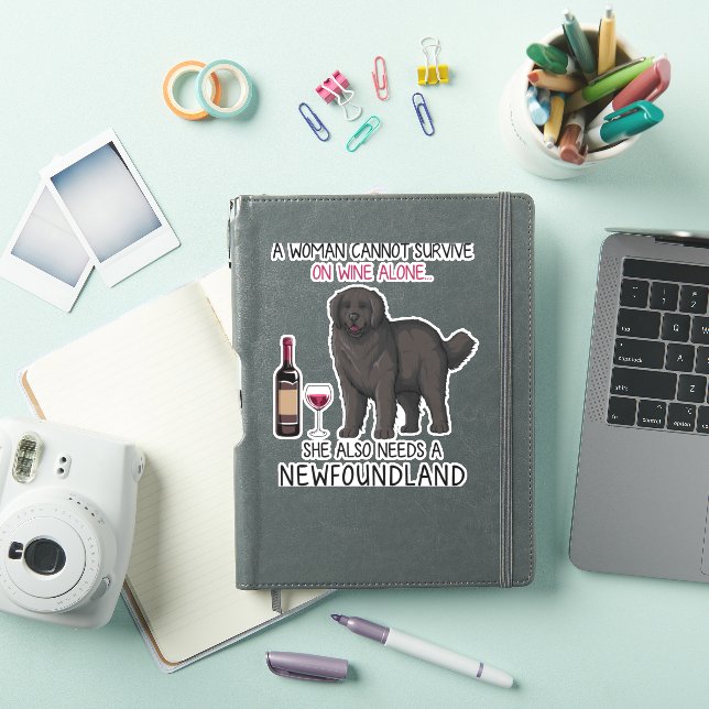 Sticker Terre-Neuve et le vin Drôle chien (Couverture iPad)