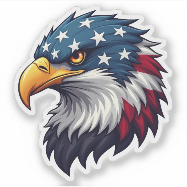 Sticker Tête d'aigle américain chauve patriotique USA (Devant)