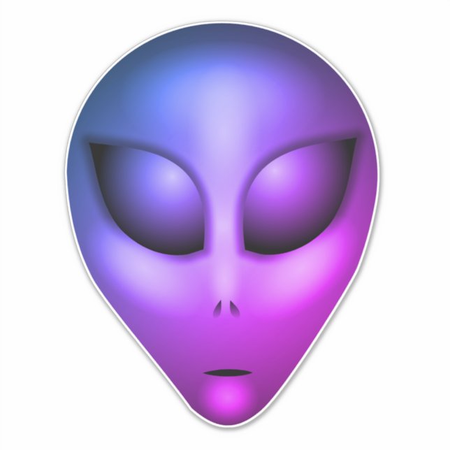 Sticker Tête d'Alien bleu violet (Devant)