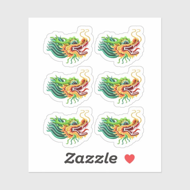 Sticker Tête de dragon chinois d'or (Feuille)