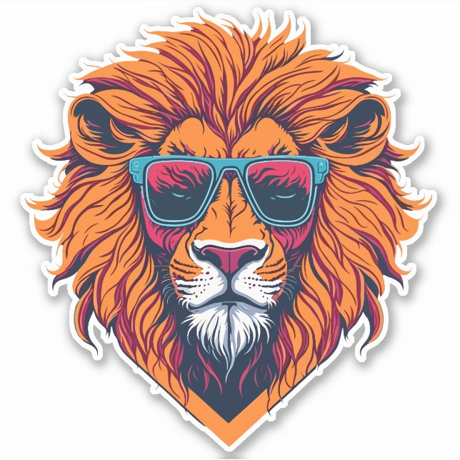 Sticker Tête de Lion cool et rétro tendance (Devant)