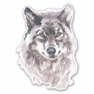 Sticker Tête de loup d'aquarelle
