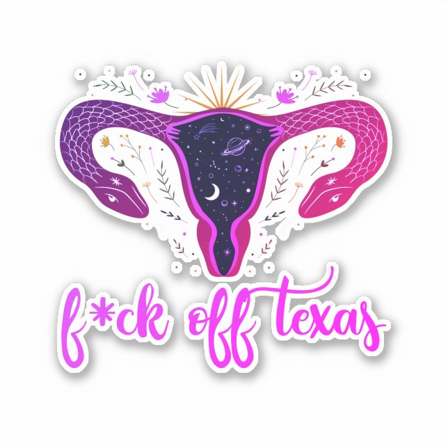 Sticker Texas Abortion Ban Celestial Uterus Protest Car (Devant)