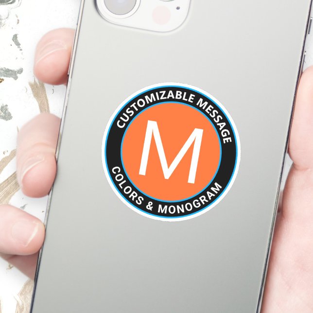 Sticker Texte circulaire orange noir en gras (Créateur téléchargé)
