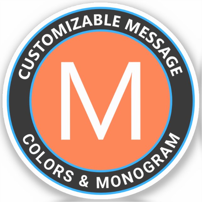 Sticker Texte circulaire orange noir en gras (Recto)
