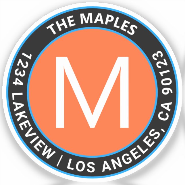 Sticker Texte circulaire orange noir en gras | transparent (Recto)