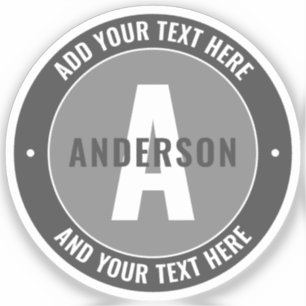 Sticker Texte et monogramme modifiés en gras   Gris