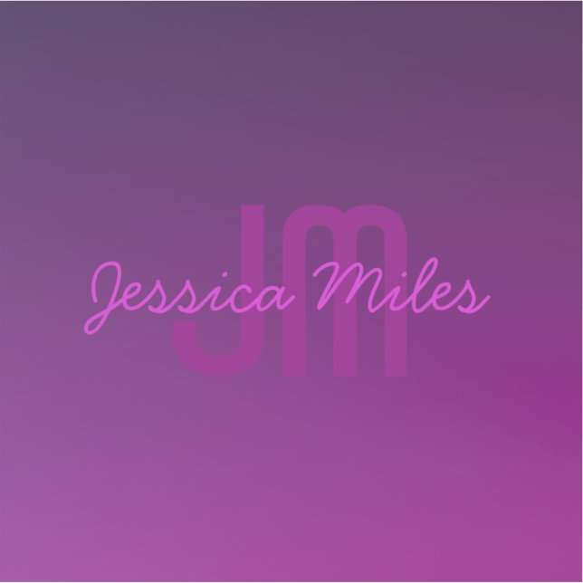 Sticker Texte monogramme modifiable moderne & Ombre violet (Devant)