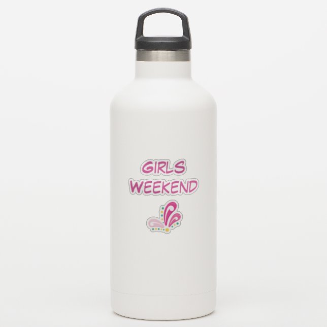 Sticker Texte personnalisé du week-end pour filles (Gourde)