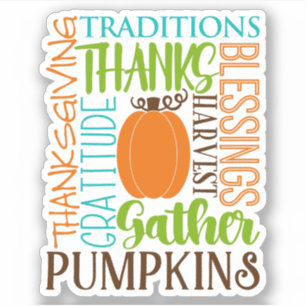 Sticker Thanksgiving Modern Word Art Typographie