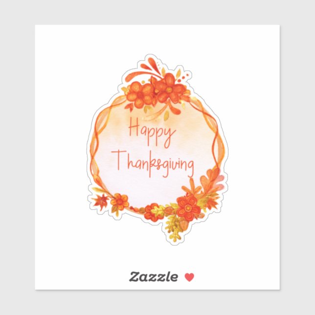 Sticker Thanksgiving Orange Automne couleurs Wreath (Feuille)